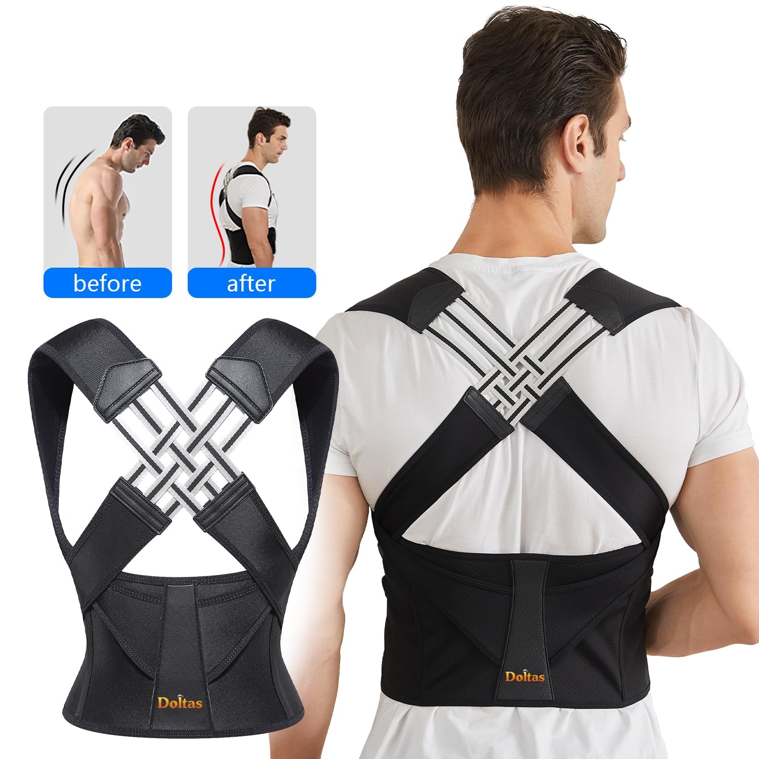 Neoprene X-Cross Posture Corrector Belt Universal Size Shoulder & Back Support Belt | Back Straightener Brace For Spine & Body Posture Correction | Clavicle Support For Unisex | Universal Size
